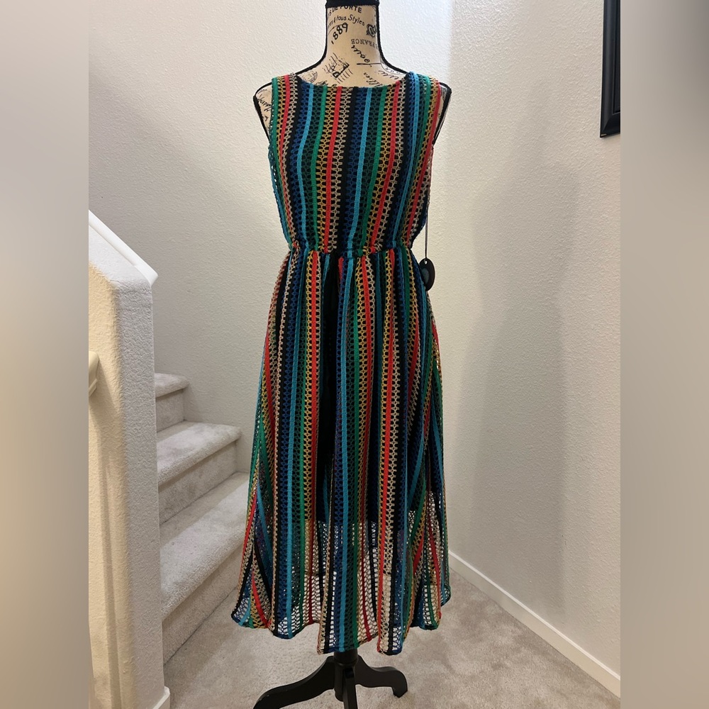 NWT Eva Franco Multi-Colored Crochet Dress đź‘— 2 - Picture 3 of 10